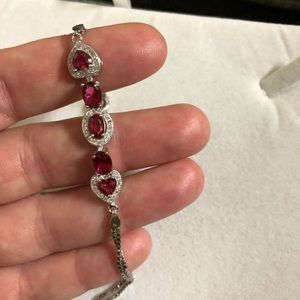 925 stamped silver red sapphire bracelet